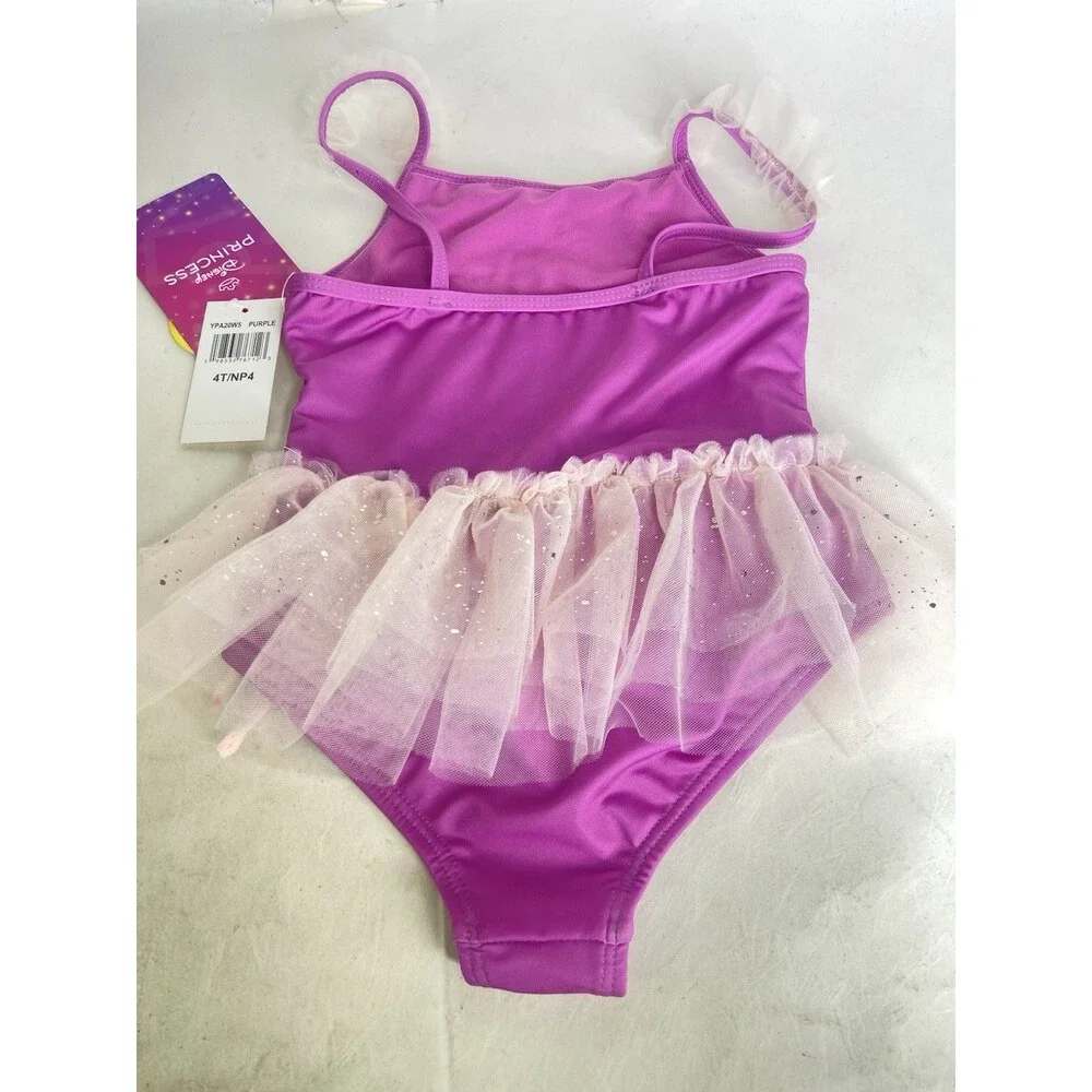 Disney Tangled Rapunzel Tutu One Piece Swim Swimsuit Swimwear Girls Size 4T